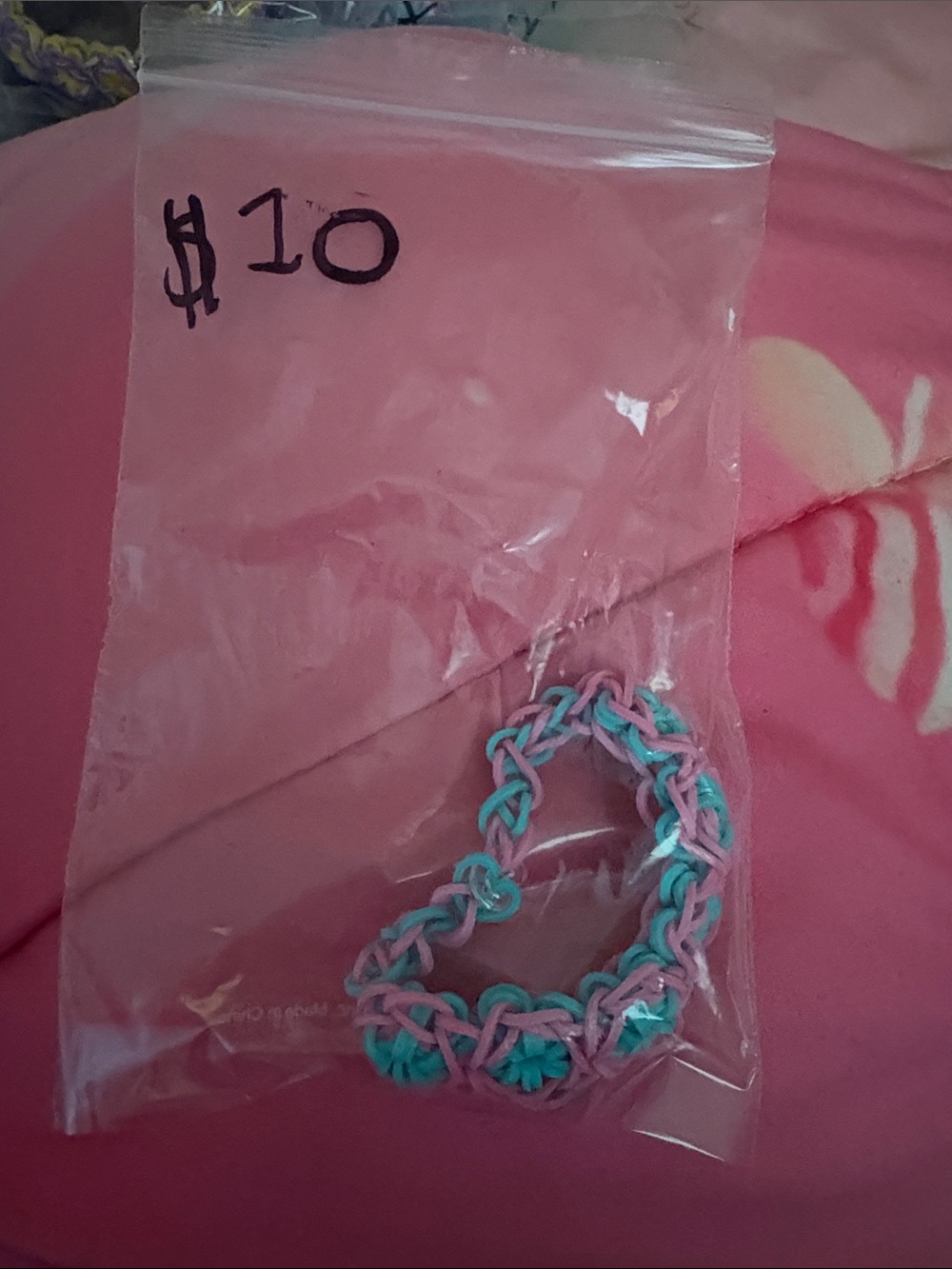 Handmade Pink & Teal Braided Stretch Bracelet - Unbranded
